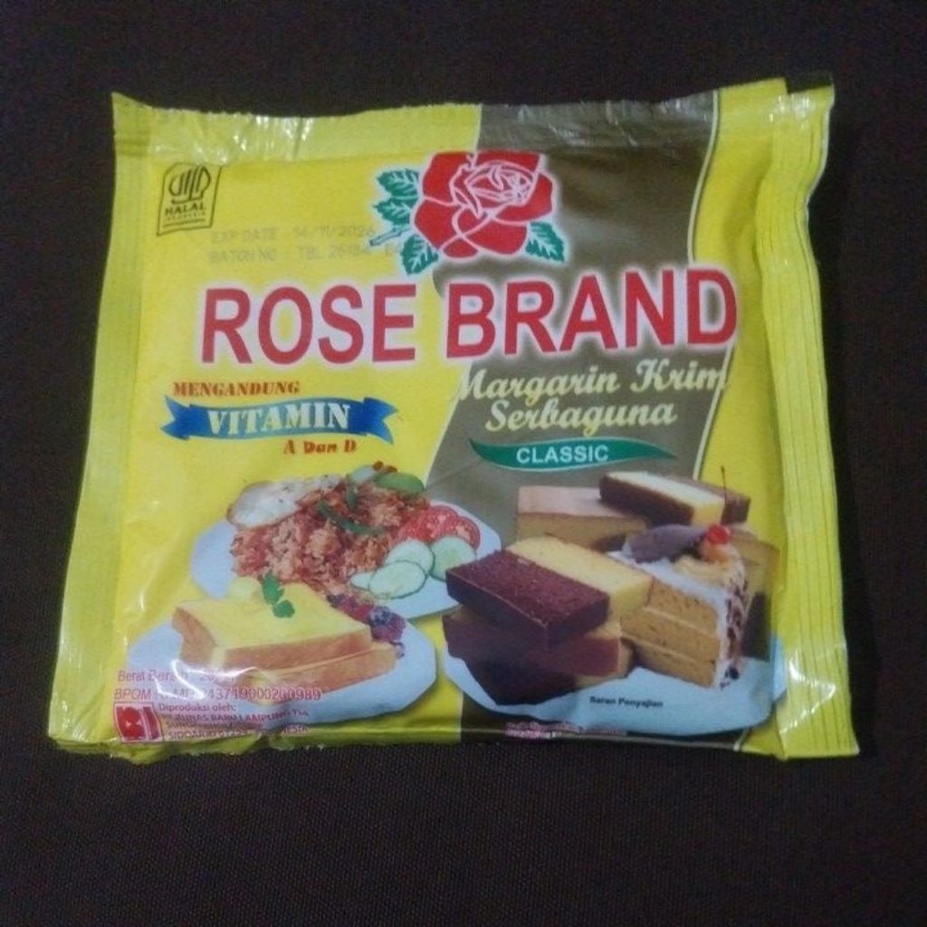 

margarine, rose brand, margarin krim serba guna, vitamin a dan d