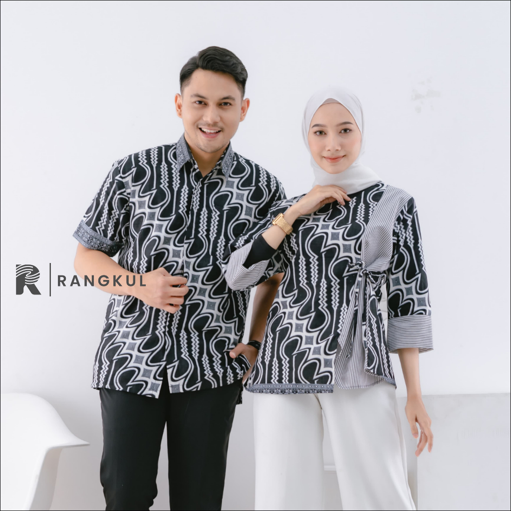 RANGKUL Baju Batik Couple Seragam Kerja Kantor Blouse Batik Kerja Pria Dan Wanita