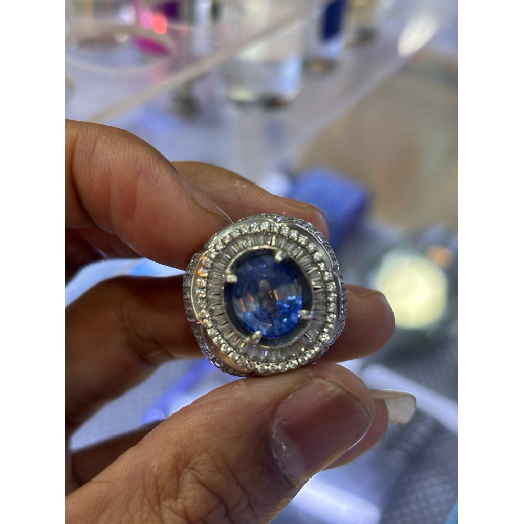 cincin blue safir ceylon srilangka cutting