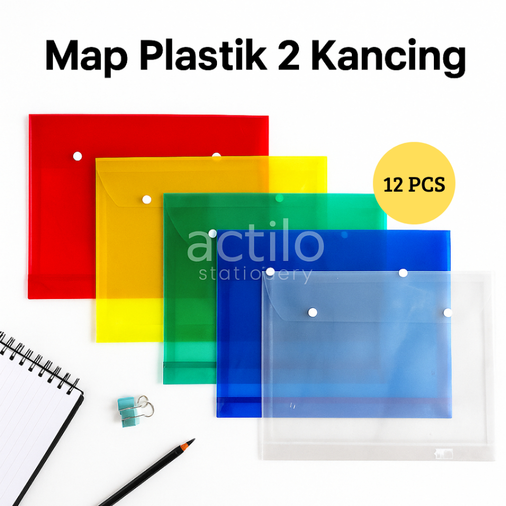 

(1 PAK / 12 PCS) Map Plastik 2 Kancing Folio/F4 / Map Kancing 2 Plastik Ukuran F4 SP-313