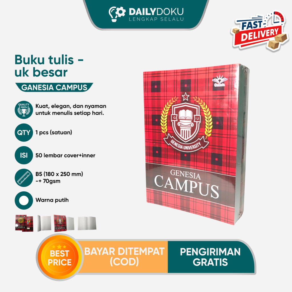 

Buku Tulis Ganesia Campus B5 50 Lembar – Kertas Tebal, Ukuran Besar, Tidak Tembus Tinta