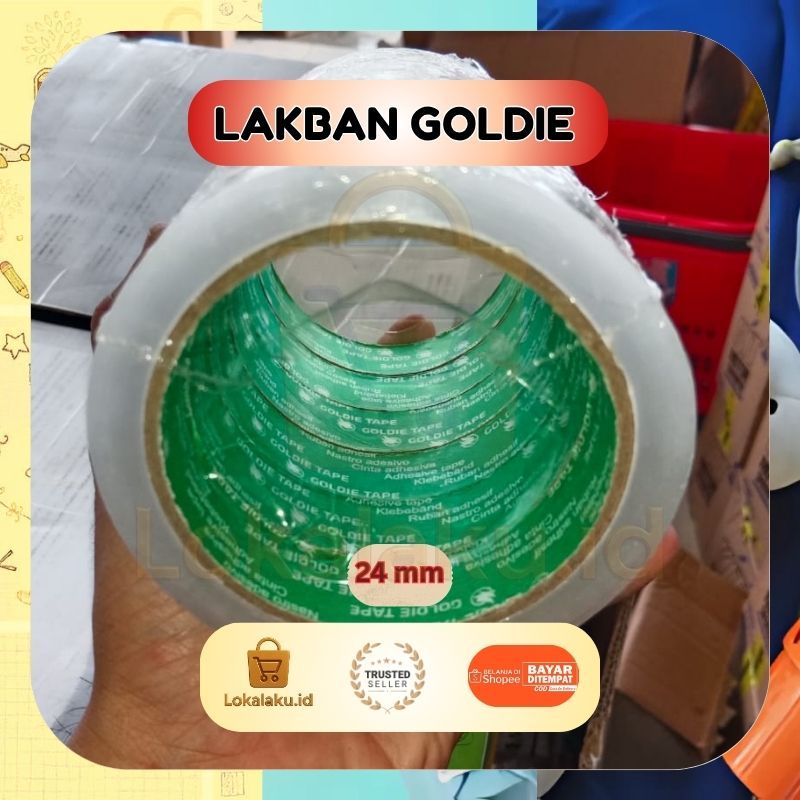 

Lakban Transparan Goldie Nawa 1 Inch 24mm Panjang 72 Yard – Harga Satuan