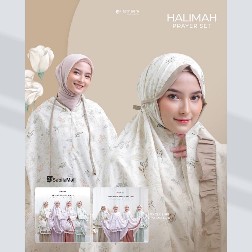 SabilaMall - Mukena Wanita Dewasa dan Anak Tebaru Halimah Dailywear Bahan Katun by Yasmeera