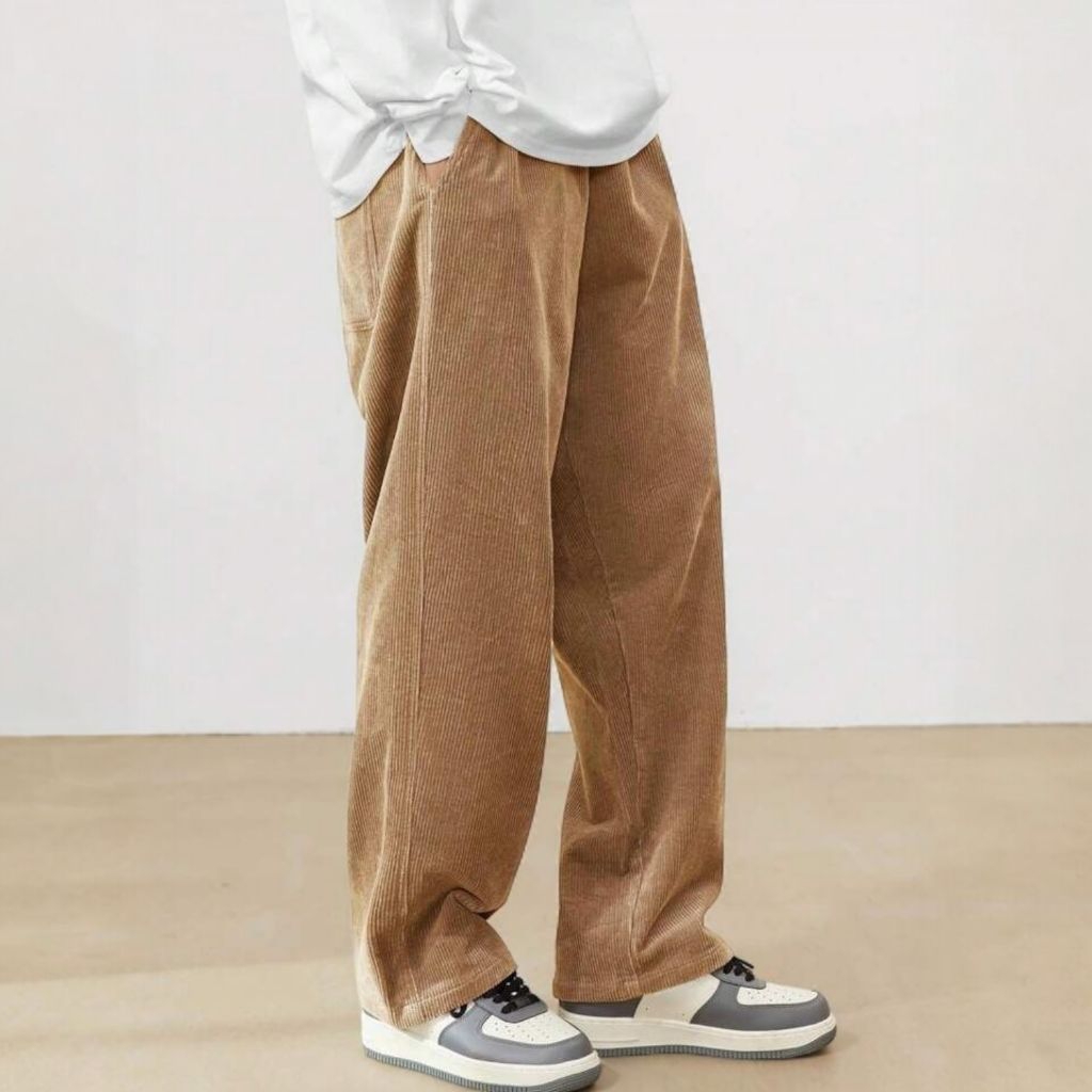 Celana Corduray Longgar Pria Korean Style Casual Unisex