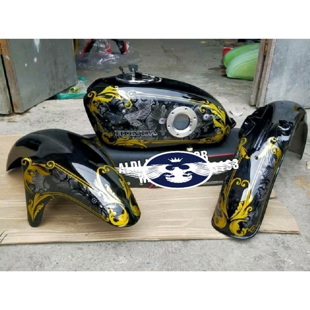 tangki cb body set cb Akuarium tutup ninja motif full batik Airbrush terbaru  anti karat sudah di re