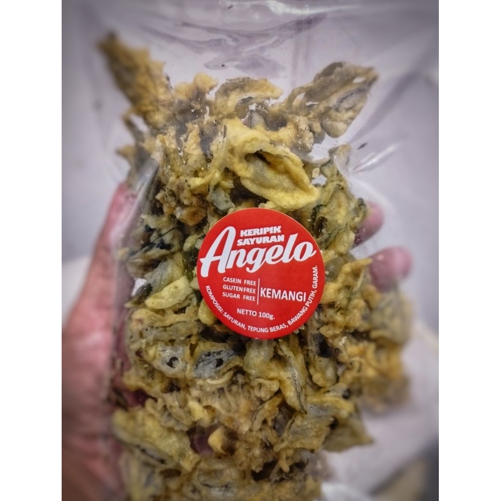 

paket 1 kg isi 8 pack keripik kemangi