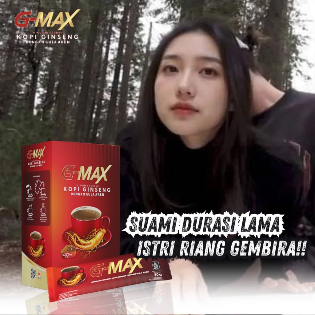 

G-MAX Minuman Serbuk Kopi penambah stamina pria tahan lama dengan Gula Aren dan extra gingseng Halal & BPOM Aman Ampuh