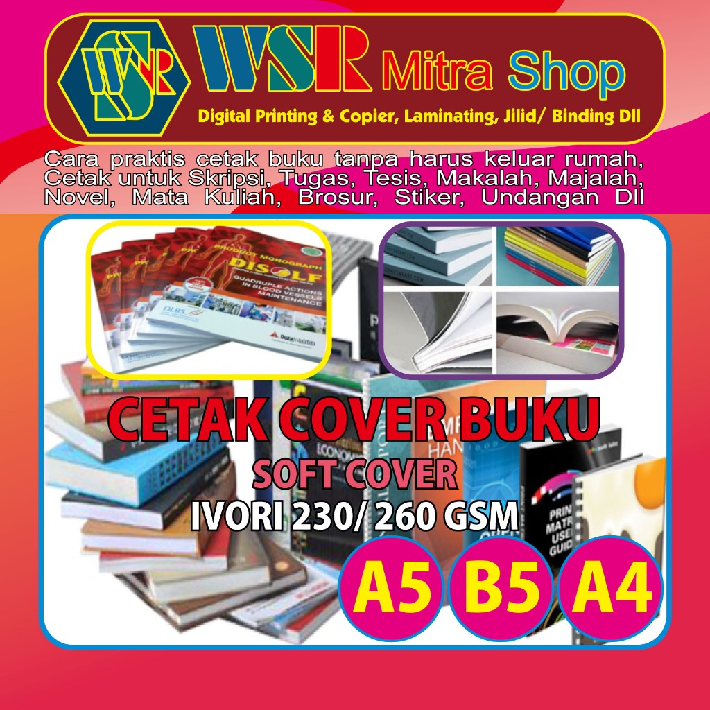 

JASA CETAK COVER + JILID(BINDING LEM PANAS) SOFT COVER & SPIRAL LAMINASI GLOSSY/ DOFF