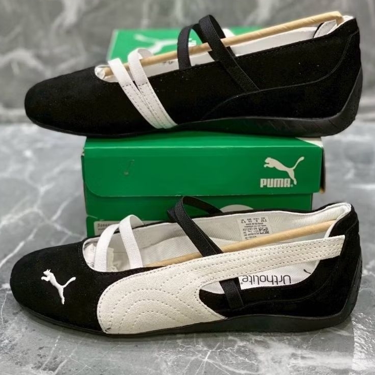 sepatu casual wanita sneaker puma flat ballet hitam putih
