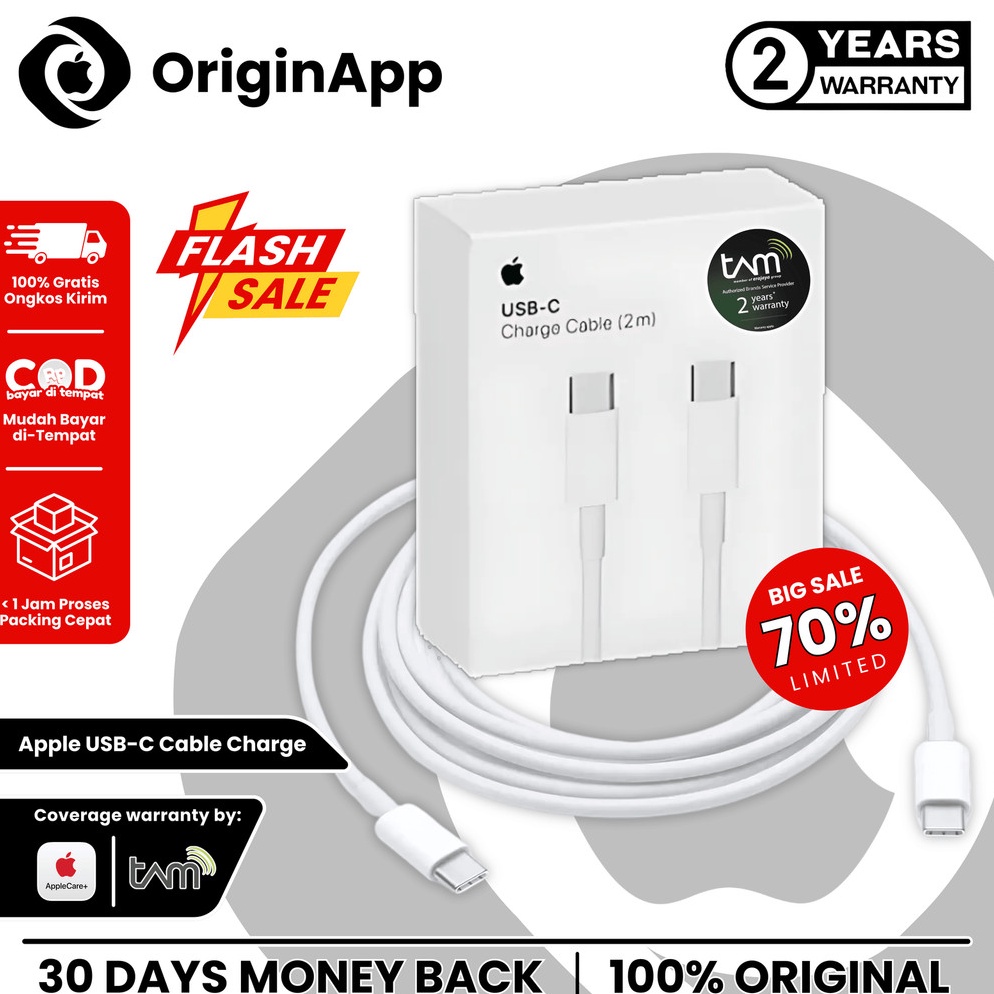 KODE M82C USBC Charge Cable 1M iPhone Garansi Resmi TAM 2 Tahun Original 1 iP 15 14 13 12 11 Pro Max