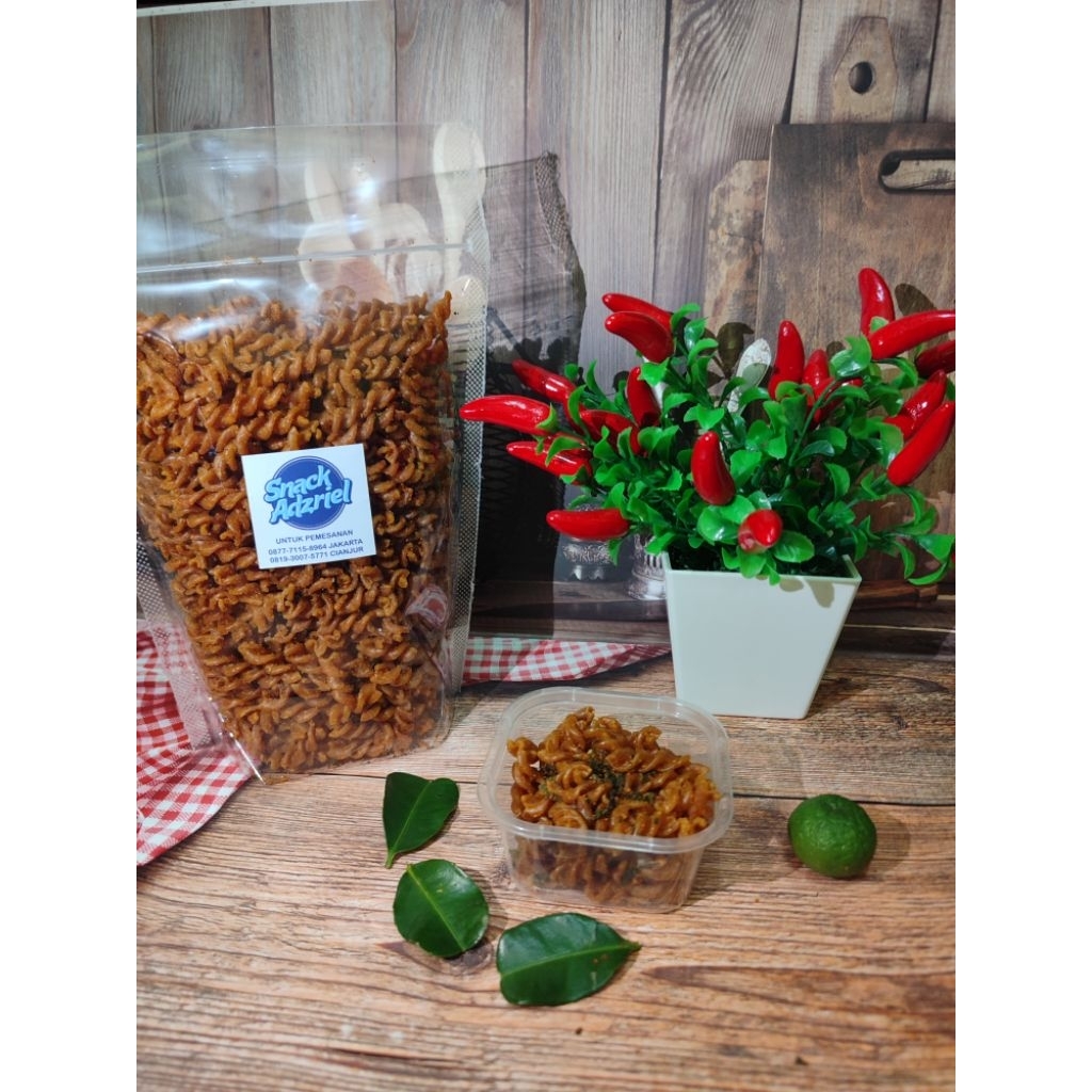 

Macaroni Spirall pedas daun jeruk
