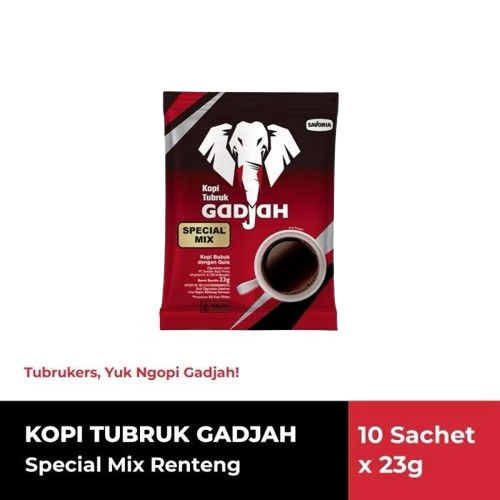 

Kopi Tubruk Gadjah Special Mix Renteng - Kopi dan Gula 1 Karton (12 Renteng x 10 Sachet x 23g)