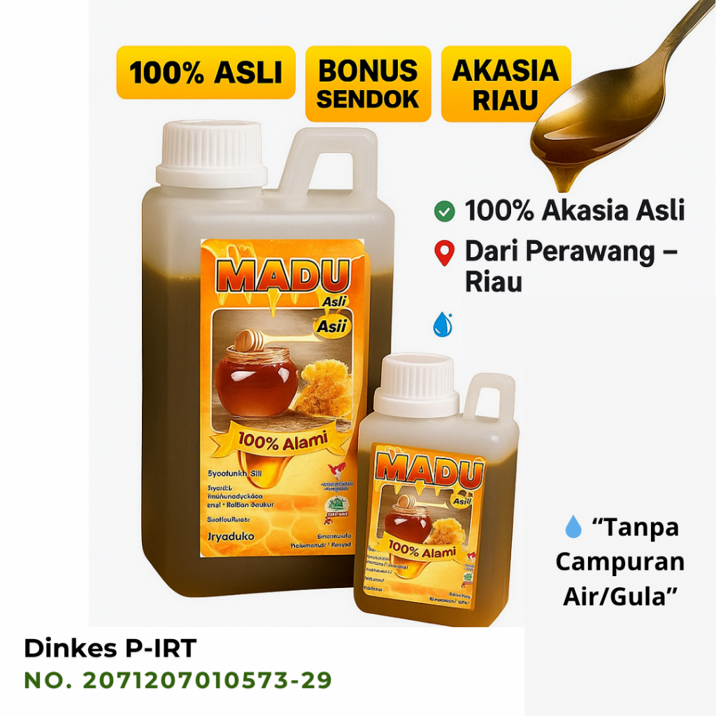 

Madu Asli Akasia – COD – Perawang Riau – 1kg / 500ml