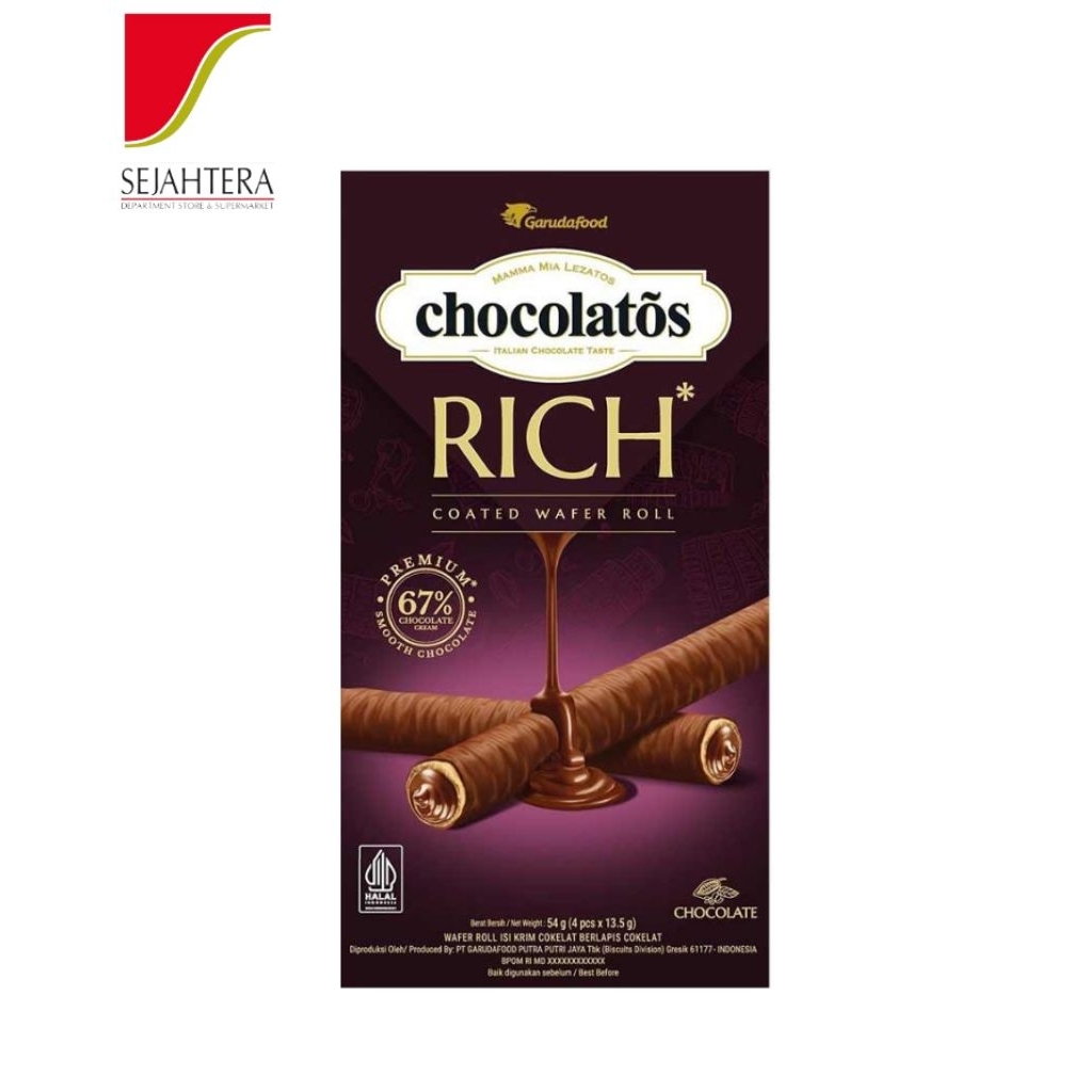 

CHOCOLATOS Rich Coated wafer roll 54gr