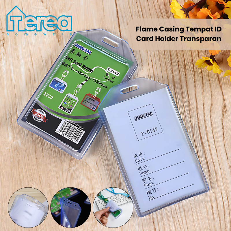 

TEREA Flame Casing Tempat ID Card Holder Transparan / Tempat ID Karet Casing Karet Bening Kartu