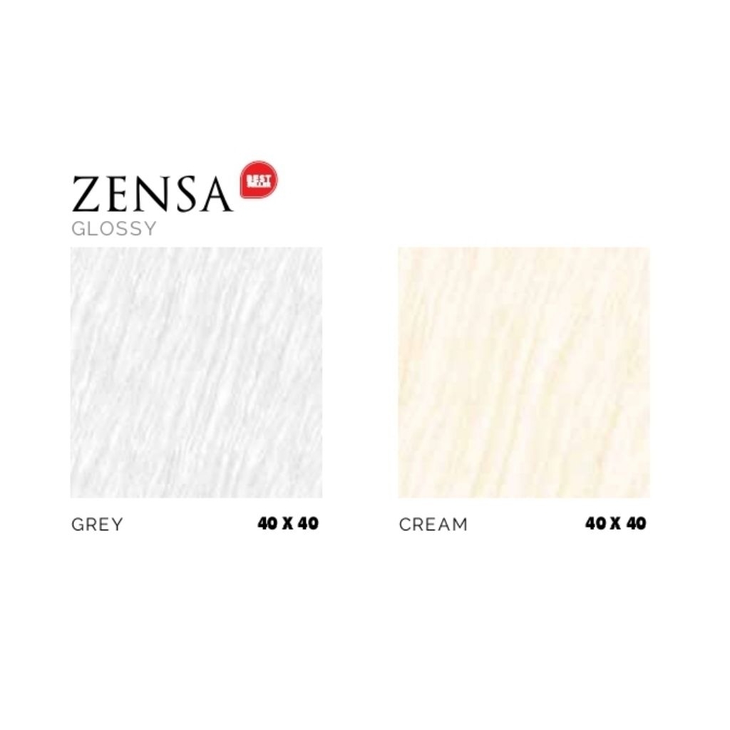 KERAMIK MEREK ASIA TILE TYPE ZENSA GREY ZENSA CREAM UKURAN 40X40 GLOSSY