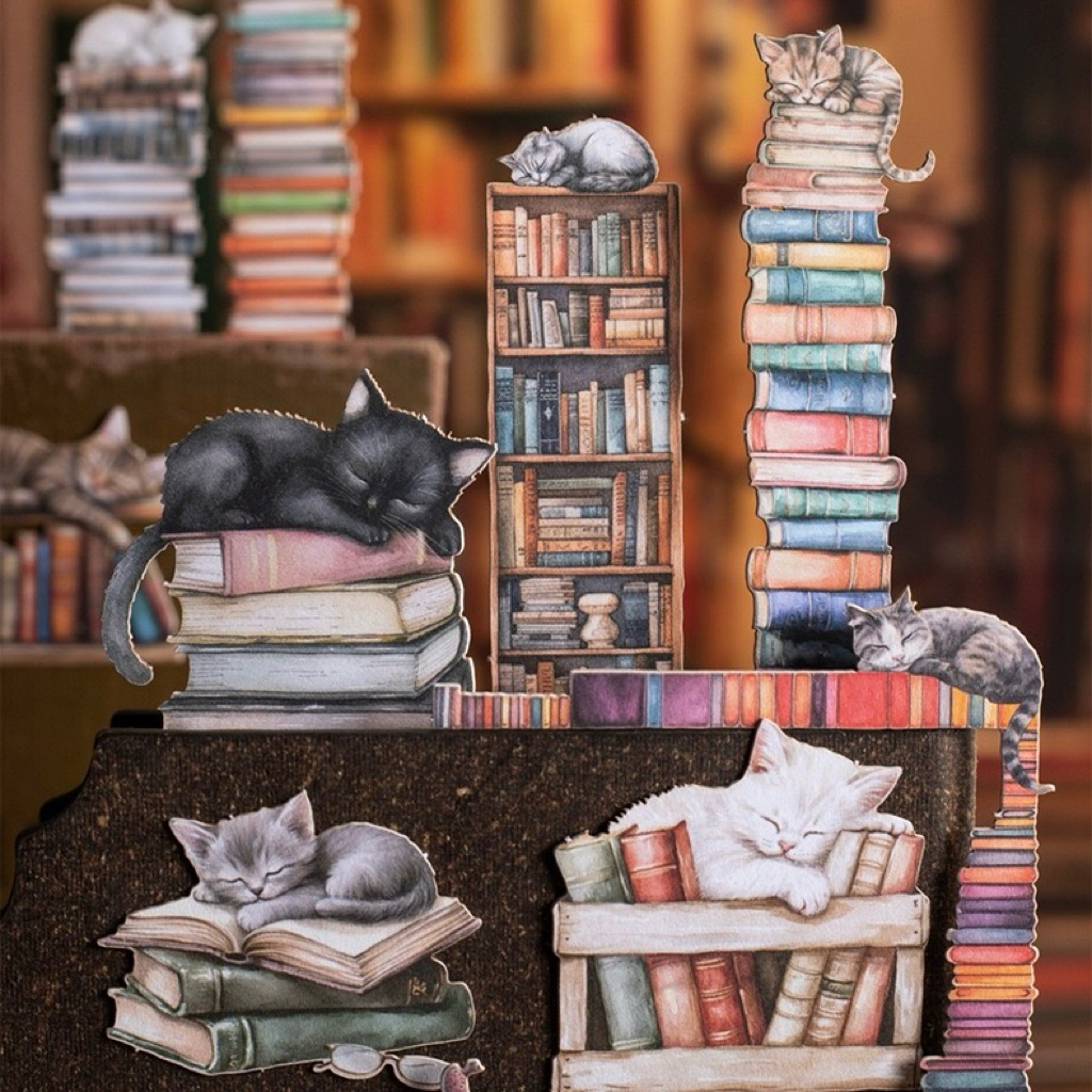 

AJS Sticker aesthetic kucing dan buku /sticker funny cat/ sticker vintage/ sticker anti air ST92