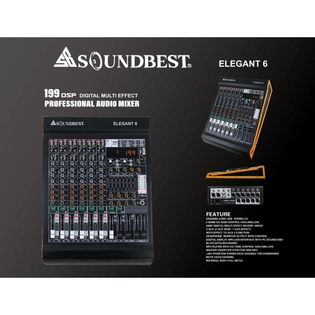 POWER MIXER SOUNDBEST ELEGAN 6 MIXER 6 CHANNEL