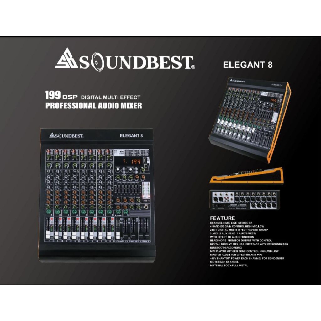 POWER MIXER SOUNDBEST ELEGAN 8 MIXER 8 CHANEL