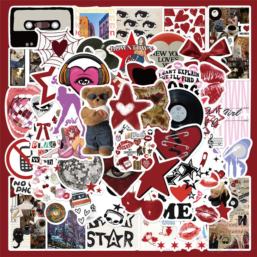 

50PCS Seri Y2K Stiker Anti Air Adhesive Waterproof Sticker Suitable for laptop skateboards and Sarung Telepon helm decorations stickers