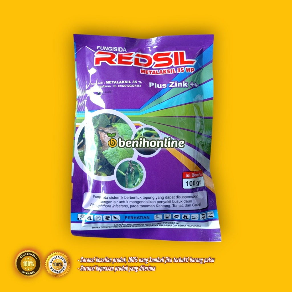 REDSIL 35 WP plus zink++  fungisida sistemik metalaksil 35 % patek bercak antraknosa cabai tomat 100