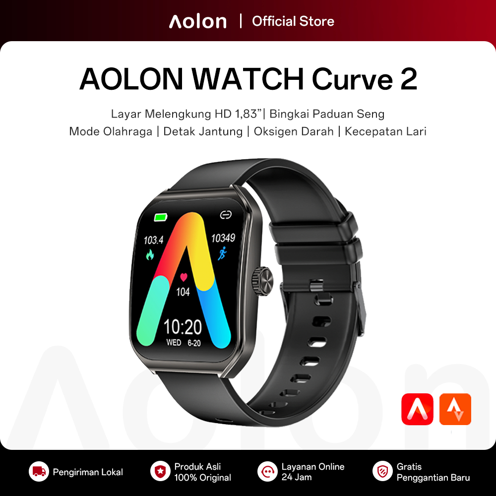 Aolon Curve 2 Smart Watch New | Zinc Alloy Frame | Running Pace | 1.83-inch 3D Curved Screen | Bluet