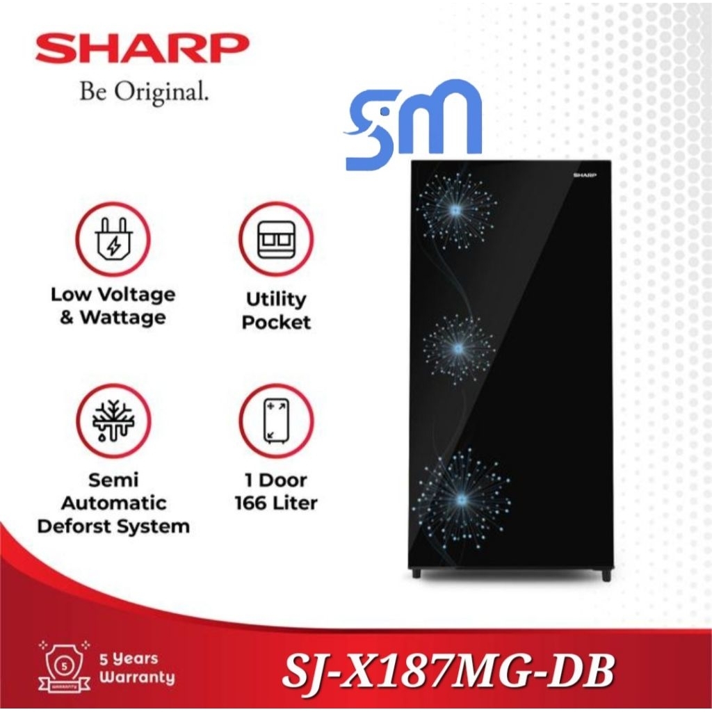 Kulkas Sharp 1 pintu SJ-X187MG DB DP 187MG SJX187 166 L