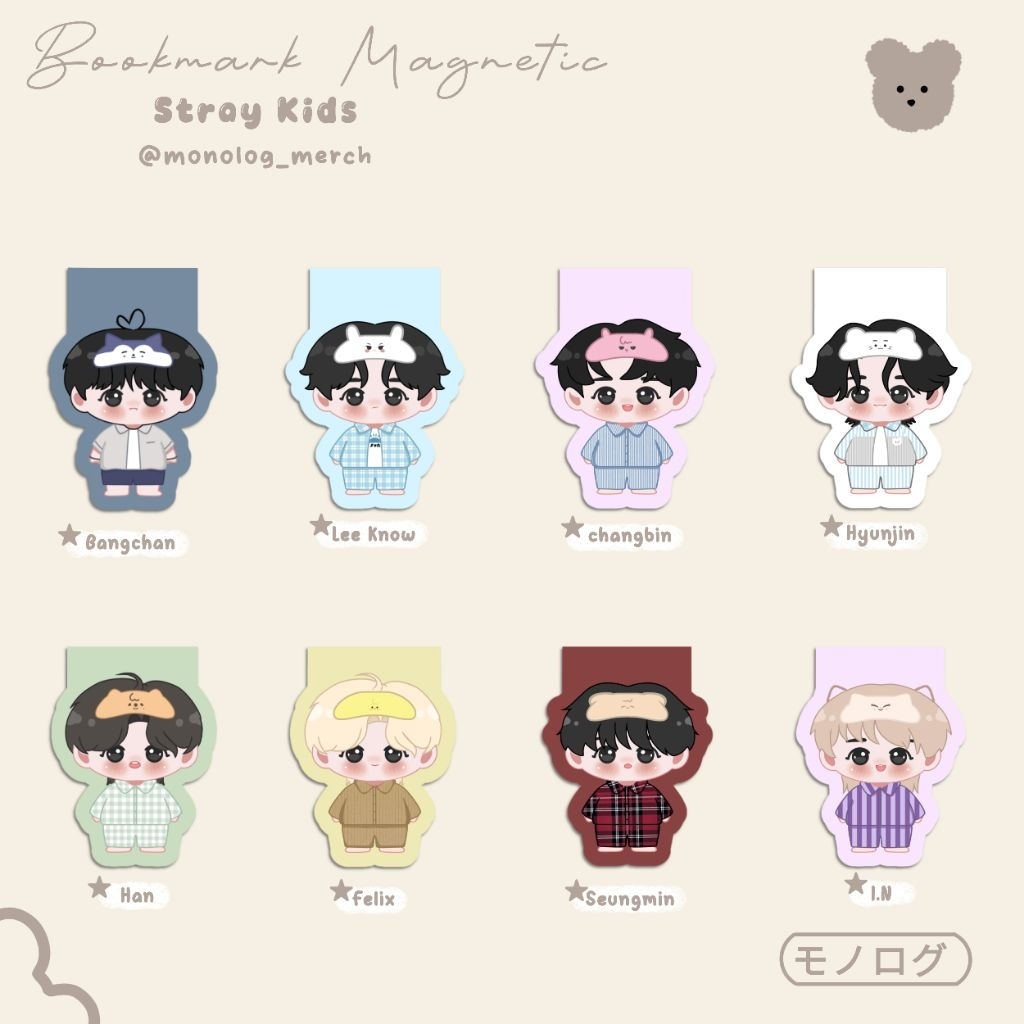 

Bookmark Magnetic Stray Kids Chibi Pajamas