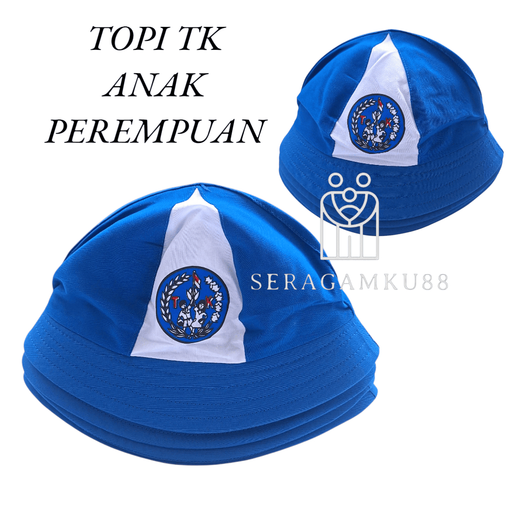 TOPI TK BUNDAR warna biru binhur/ TOPI TK ANAK PEREMPUAN