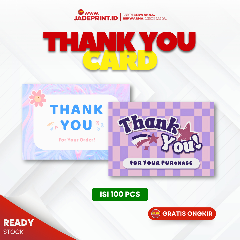

[THANK YOU CARD] Thank You Card 10x7cm KartuTerima kasih Isi 100 Pcs Art Paper 210gr