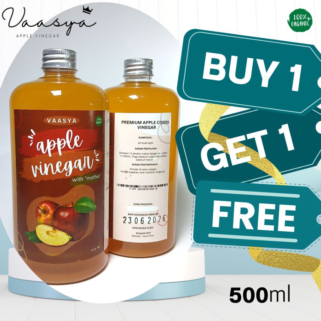 

PROMO BUY 1 GET 1 FREE Vaasya Cuka Apel Premium with mother 500ml + 500ml