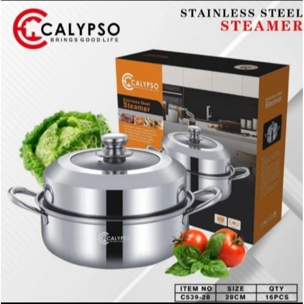 Panci Steamer Multipungsi Satainless Calypso Tutup Kaca