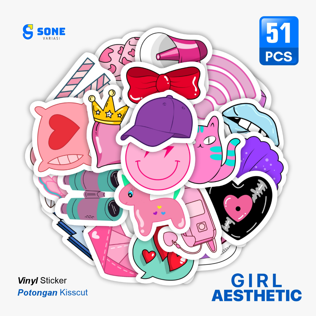 

Stiker Aesthetic GIRL AESTHETIC Vinyl Waterproof Anti Air untuk Sticker Buku Journal Casing Phone