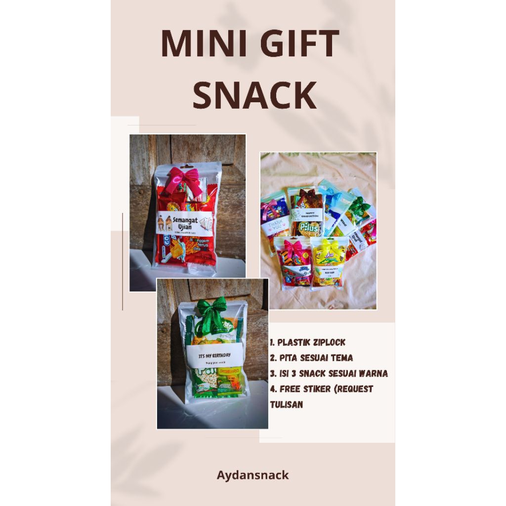 

MINI GIFT SNACK|Hadiah ulang tahun, wisuda, souvenir pernikahan, hampers,kado, cemilan,snack