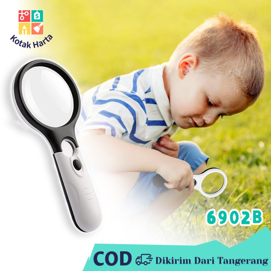 

2in1 Kaca Pembesar Lampu 3 LED Lensa Handheald Magnifier Lup Alat Bantu Baca Loop Kaca Pembesar