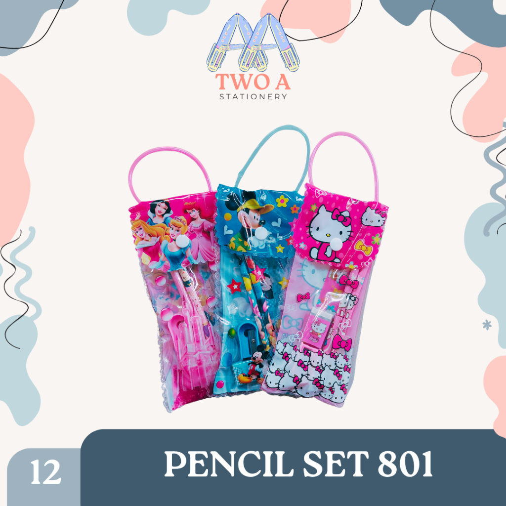 

PENCIL SET 5 in 1 FREE BAG / ALAT TULIS ANAK SEKOLAH KARAKTER / STATIONERY SET 801
