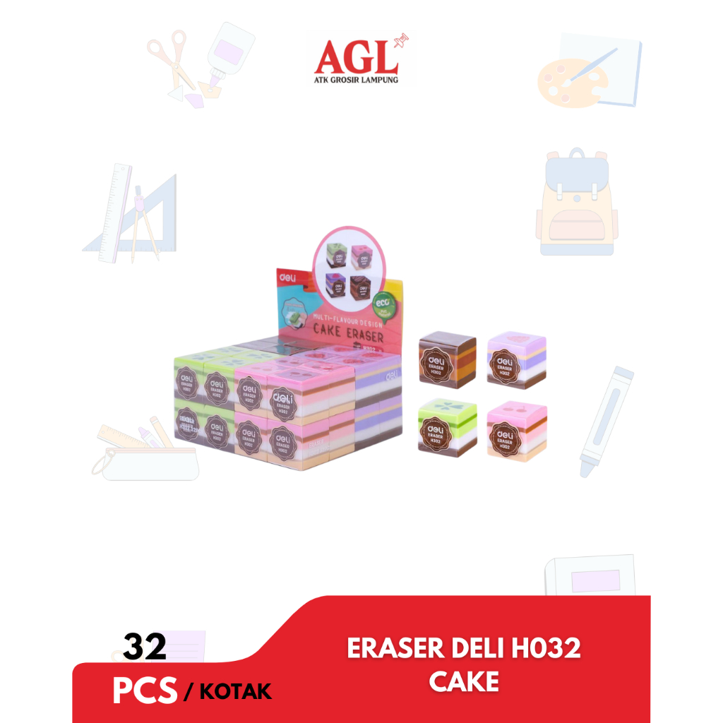 

DELI - (pack) ERASER / PENGHAPUS DELI H032 CAKE 1box isi 32pcs - Grosir