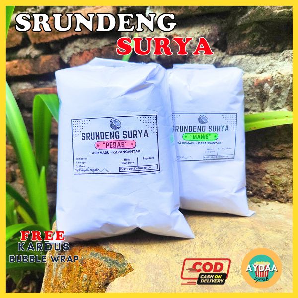 

SERUNDENG SRUNDENG KELAPA SURYA 250GR MANIS PEDAS KHAS SOLO