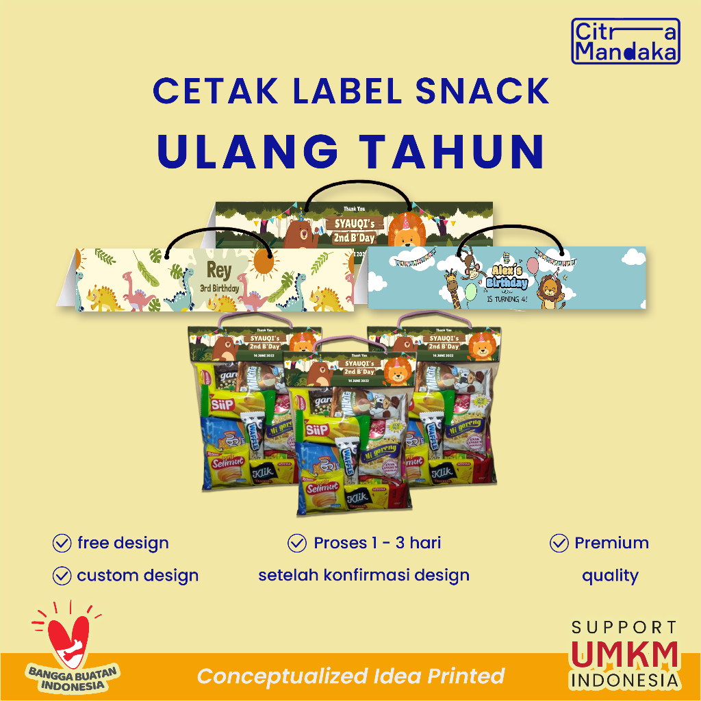 

Label Snack Plastik Ulang Tahun Goodie Bag Anak Custom Free Design