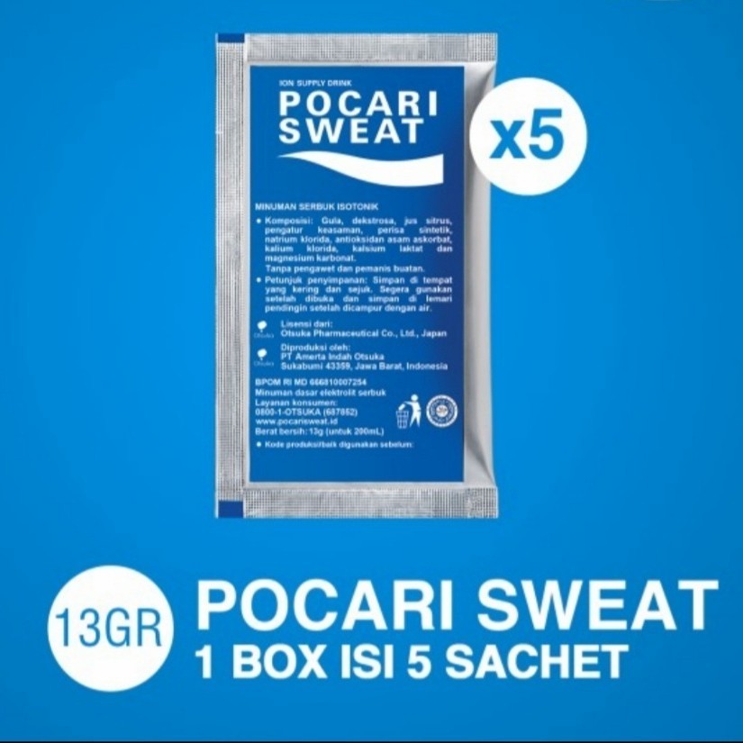 

AF POCARI SWEAT ISOTONIC Minuman Energi Olahraga Lari Sepeda Sachet 1 BOX ISI 5 SACHET