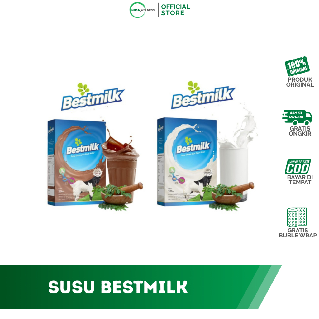 

BESTMILK SUSU KAMBING PLUS DAUN KELOR /SUSU KAMBING BUBUK 200GRAM rasa coklat dan original Susu Kambing Plus Kelor: Nutrisi Alami, Sehat Sepanjang Hari