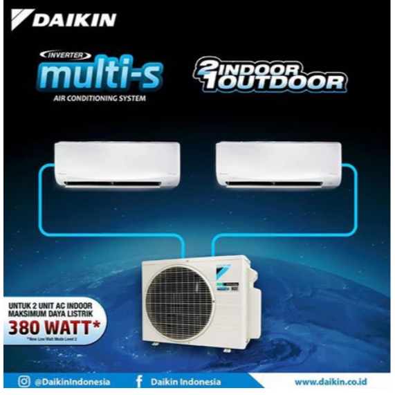 AC DAIKIN MULTI S 2 Koneksi 2MKC50RVM (1PK + 1/2PK)/(25+15)