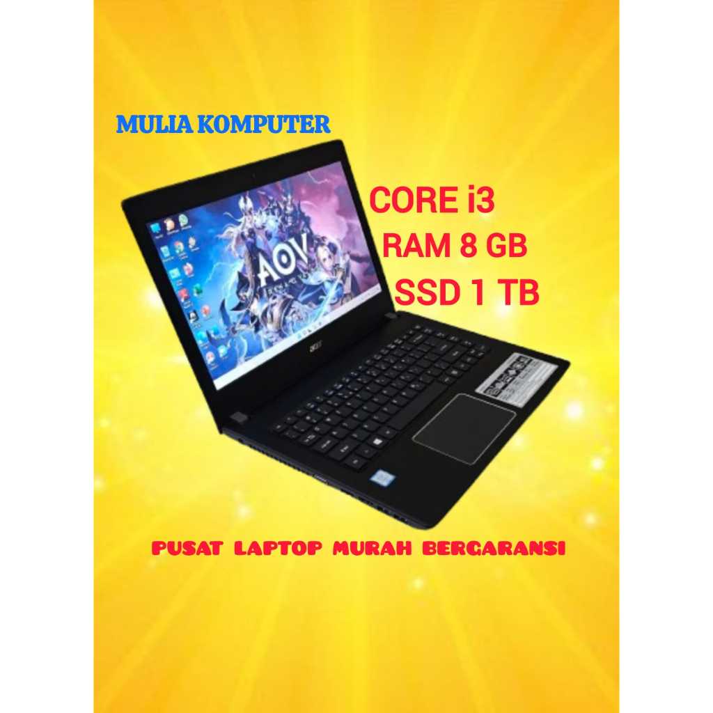 LAPTOP ACER E5 CORE i3/RAM 8GB/SSD 1TB/WIN 10/14 INCH (FREE MOUSE)