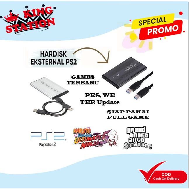 Harddisk Hardisk Eksternal PS2 Support Semua PS2 Full Game 20GB - 160GB
