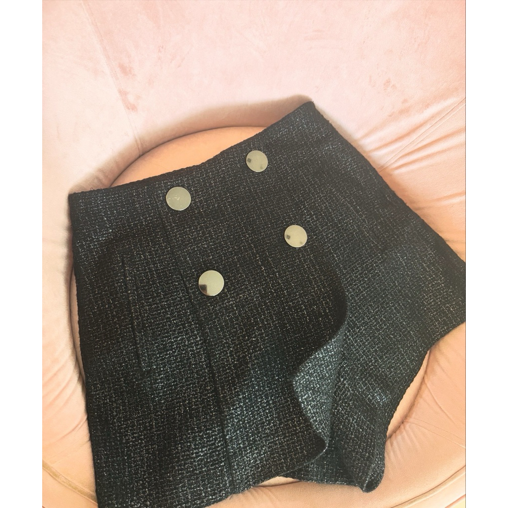 zara metallic tweed short pants