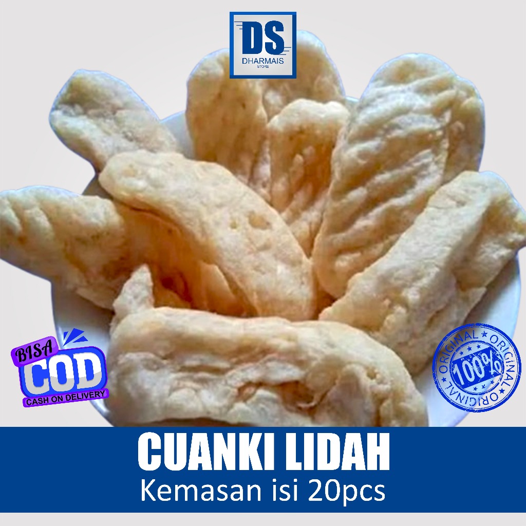 

2DHARMAIS STORE - 20 Pcs CUANKI LIDAH Cuangki Lidah Batagor Kerupuk Lidah Gurih Enak Asli