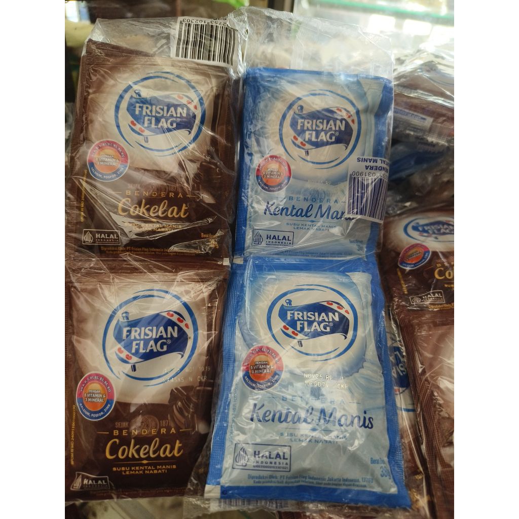 

Susu Frisian Flag Renteng isi 6 Coklat | Putih | Susu Kental Manis Enak 38g