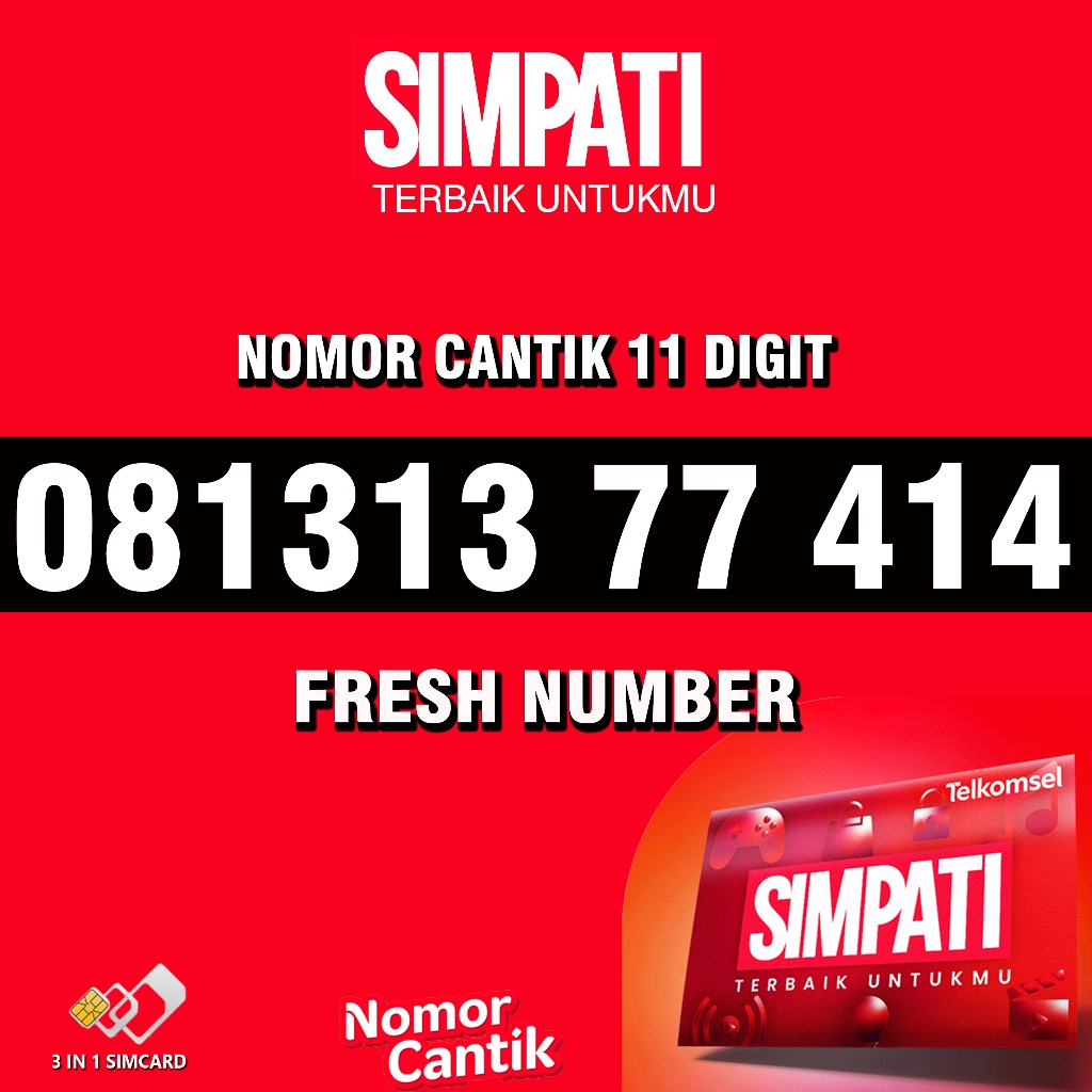 Kartu Perdana SIMPATI Nomor Cantik Simpati 081313 77 414 Nomer Cantik Telkomsel 11 DIGIT 1313