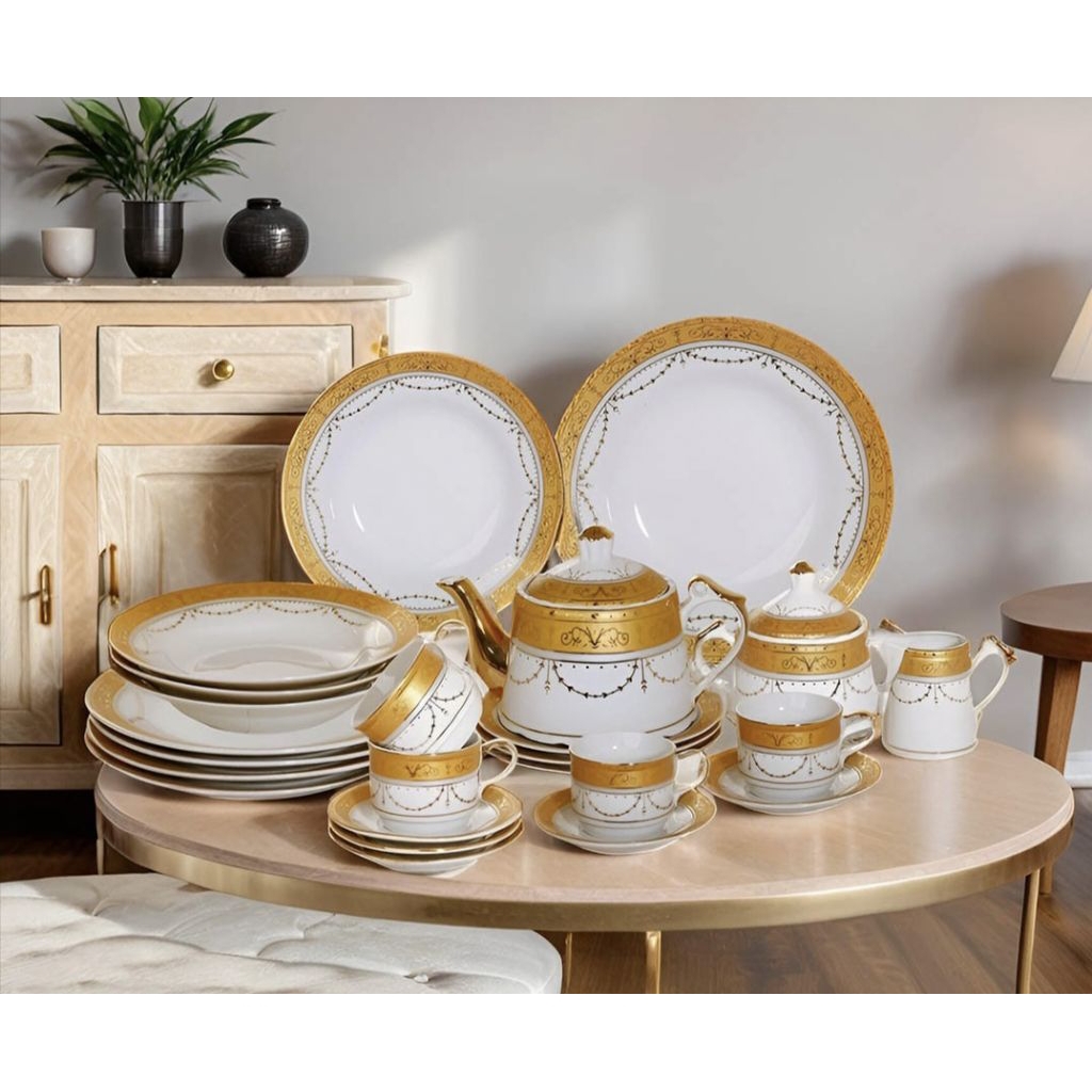 Dinner Set Vicenza D88 Piring PADI, set perangkat makan VICENZA lengkap terbuat dari porselain, 12 p