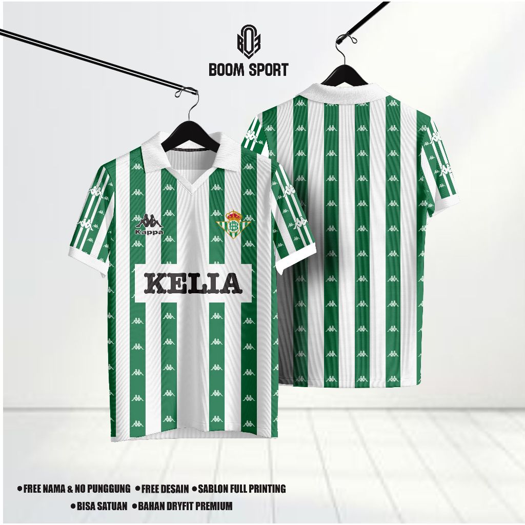 BAJU JERSEY // JERSY REAL BETIS RETRO 97/98 //JERSEY VINTAGE REAL BETIS BISA TAMBAHAN NAMA FULL PRIN